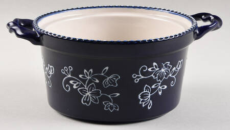 Floral Lace-Blue 1 Qt Round Casserole No Lid