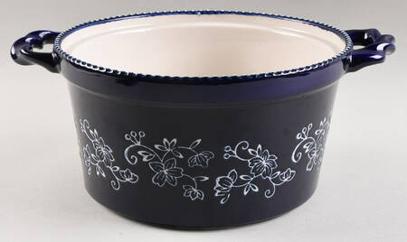 Floral Lace-Blue 2.5 Qt Round Covered Casserole No Lid