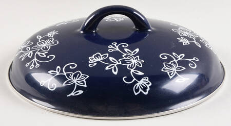 Floral Lace-Blue 3 Quart Metal Covered Casserole, Lid Only