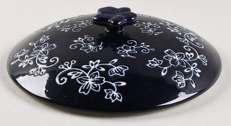 Floral Lace-Blue Lid for 2.5 Quart Round Casserole