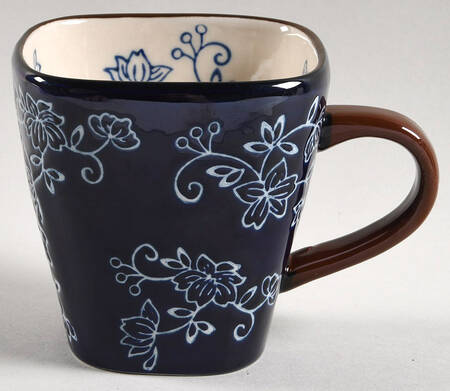 Floral Lace-Blue Square Mug
