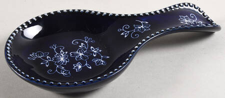 Floral Lace-Blue Spoon Rest/Holder (Holds 1 Spoon)