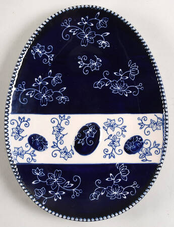 Floral Lace-Blue 10" Egg Shape Plate