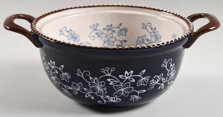 Floral Lace-Blue 1 Qt Round Casserole No Lid