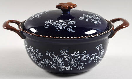 Floral Lace-Blue 1 Qt Round Covered Casserole