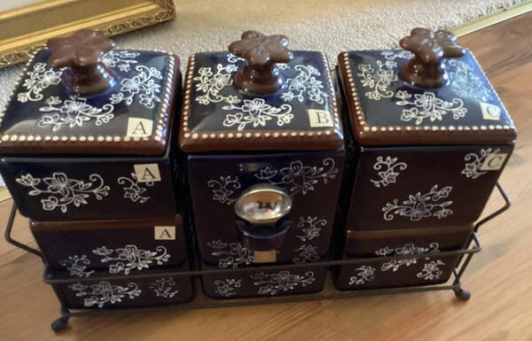 Floral Lace-Blue (10 Pc) Square Canister Set