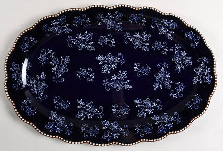 Floral Lace-Blue 18" Oval Tray