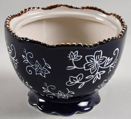 Floral Lace-Blue Sugar Bowl No Lid