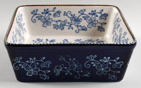 Floral Lace-Blue 7" Square Baker