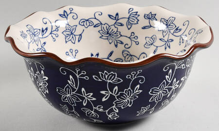 Floral Lace-Blue Scalloped Bowl