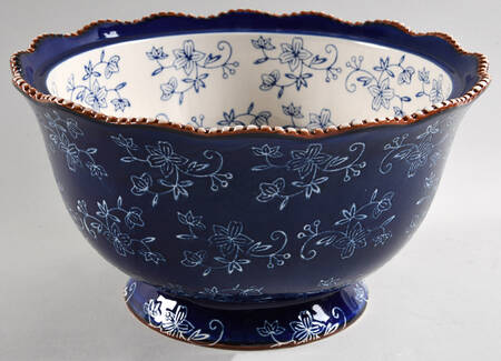 Floral Lace-Blue Salad Serving Bowl No Lid