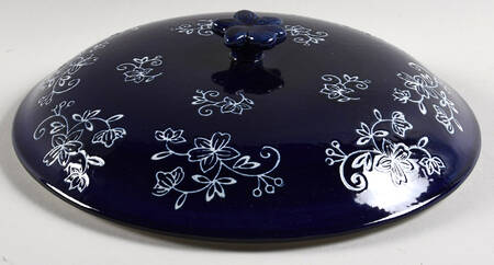 Floral Lace-Blue Ceramic Lid for Pie Plate