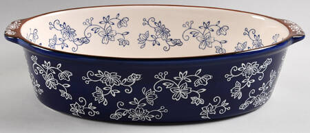 Floral Lace-Blue 13" Oval Baker