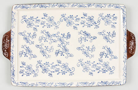 Floral Lace-Blue 16'' Rectangular Tray