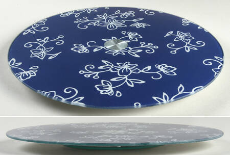 Floral Lace-Blue Glassware Lazy Susan Turntable
