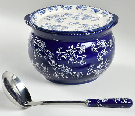 Floral Lace-Blue Tureen & Lid-It by Temp-Tations