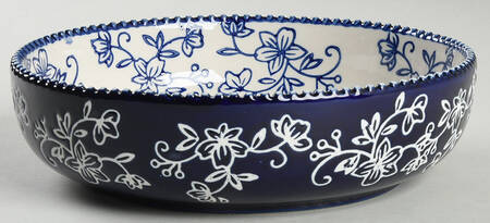 Floral Lace-Blue 32 Oz Individual Pasta Bowl