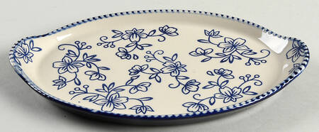 Floral Lace-Blue Lid-It for 10" Oval Tab Handled Baker