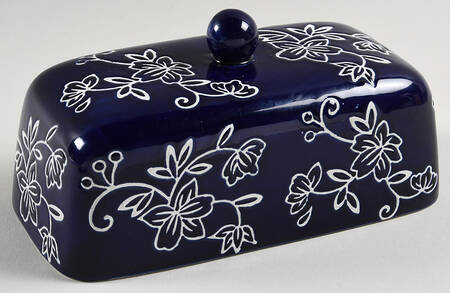 Floral Lace-Blue Lid for 1/2 Pound Butter Dish