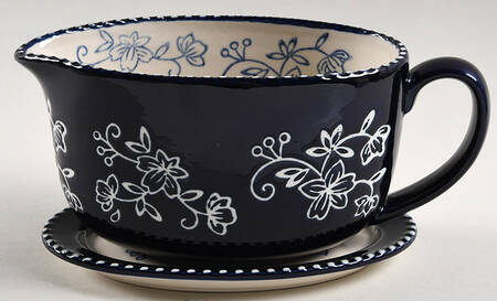 Floral Lace-Blue Gravy Boat & Underplate