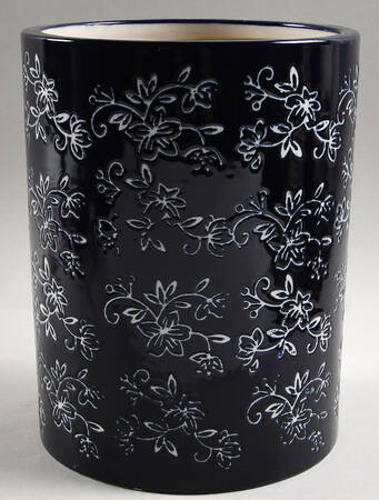 Floral Lace-Blue Large Canister No Lid