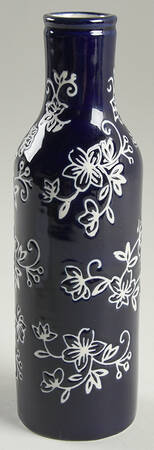 Floral Lace-Blue Oil Or Vinegar Cruet No Stopper
