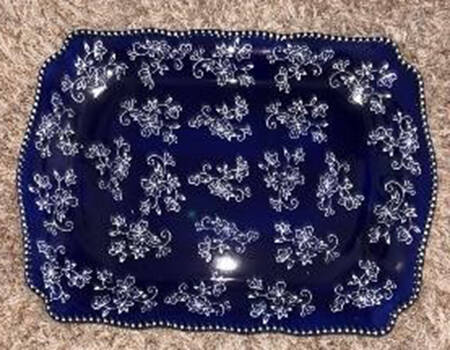 Floral Lace-Blue 15" Rectangular Serving Platter