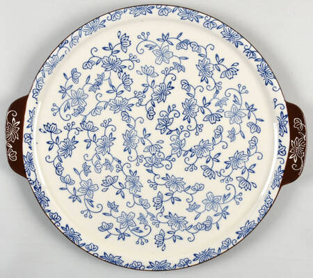 Floral Lace-Blue Lid-It for 3 Qt Round Baker for Baker & Ramekins Set (Chip & Dip)