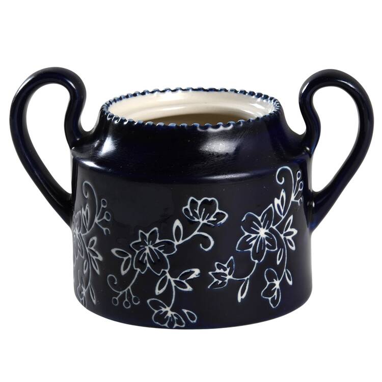 Floral Lace-Blue Sugar Bowl No Lid