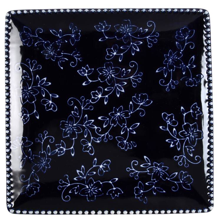 Floral Lace-Blue Square Salad Plate