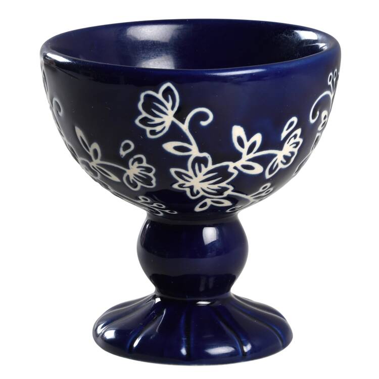 Floral Lace-Blue Footed Dessert Bowl