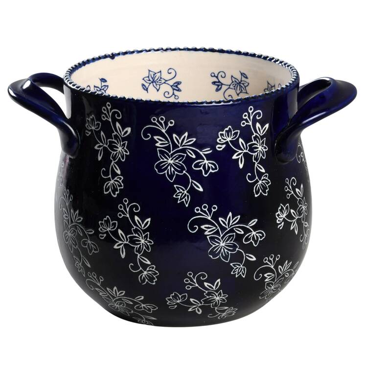 Floral Lace-Blue Handled Utensil Crock