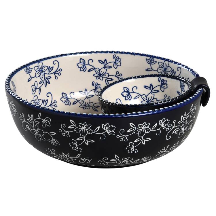 Floral Lace-Blue (2 Piece) Chip & Dip Set