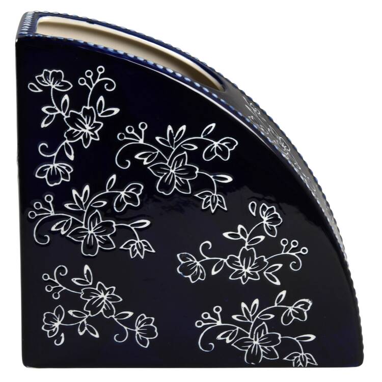 Floral Lace-Blue Utensil Holder Bookend