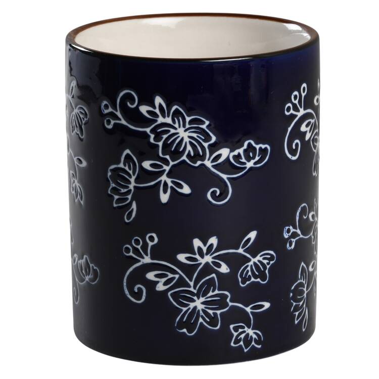 Floral Lace-Blue Small Cylinder Canister No Wood Lid