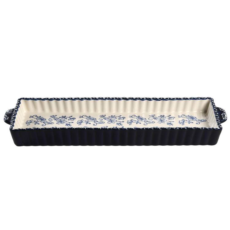 Floral Lace-Blue 14" Rectangular Tart Baker