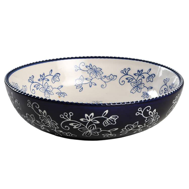 Floral Lace-Blue 10" Round Serving Bowl