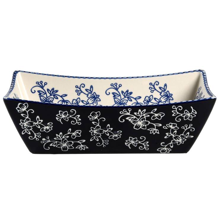 Floral Lace-Blue 9" Deep Rectangular Snack Tray