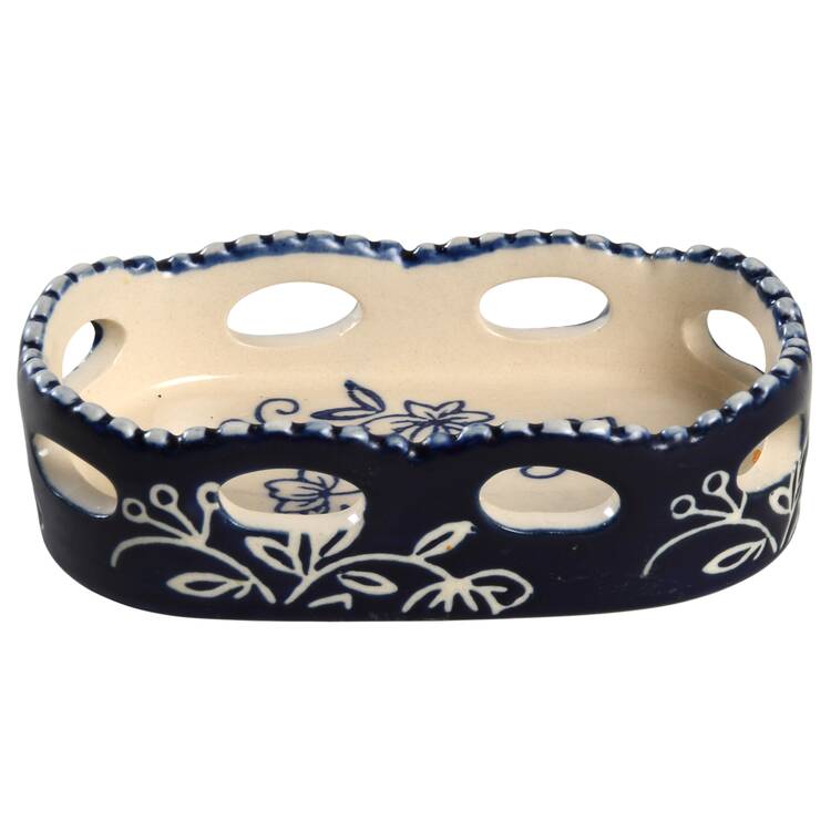 Floral Lace-Blue Tray for Salt & Pepper Set