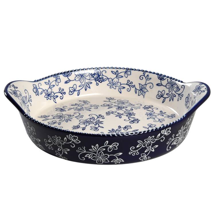 Floral Lace-Blue 11" Pie Baking Plate