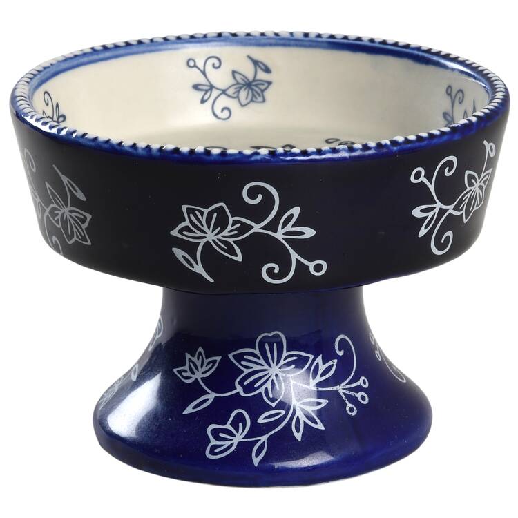Floral Lace-Blue Individual Pedestal Dessert Dish