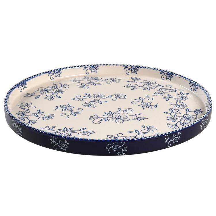 Floral Lace-Blue 12" Lazy Susan Round Tray