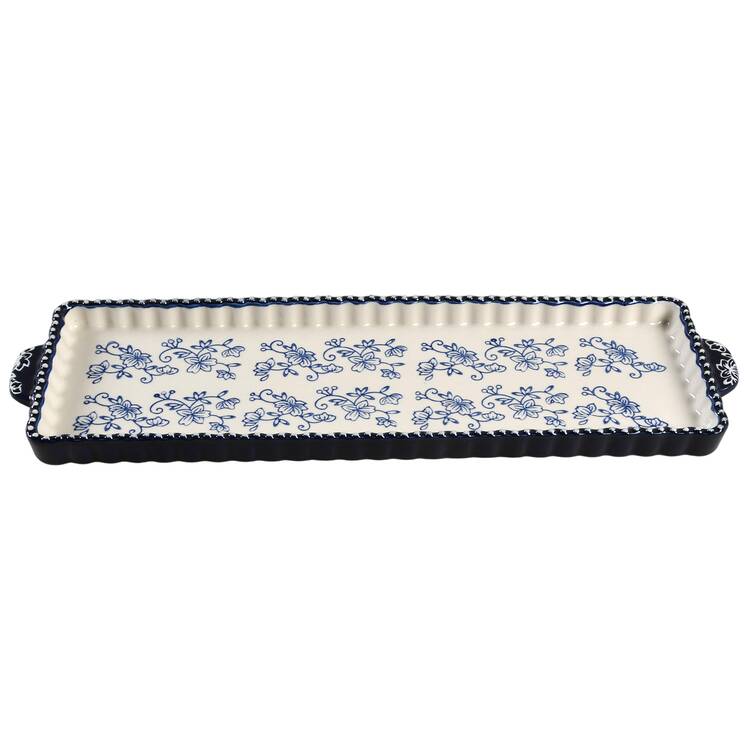 Floral Lace-Blue Lid-It for 14" Rectangular Tart Baker