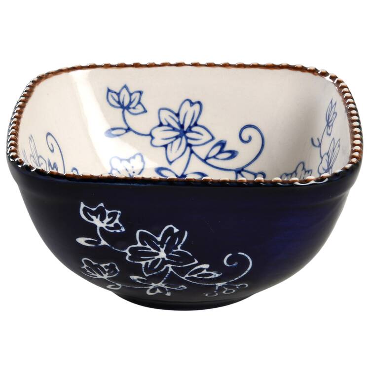 Floral Lace-Blue Square Dip Bowl for 3 Piece Chip & Dip Set