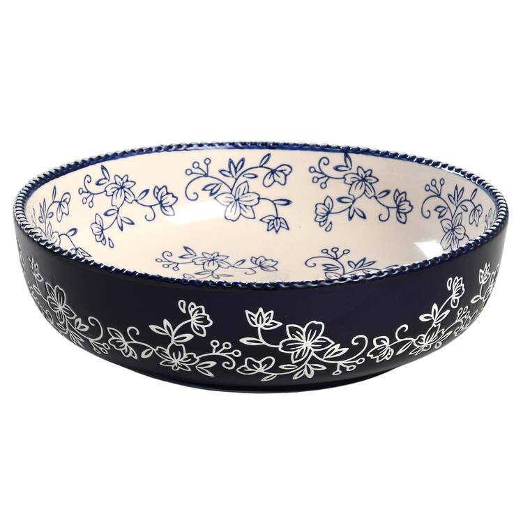 Floral Lace-Blue 9" Round Serving Bowl