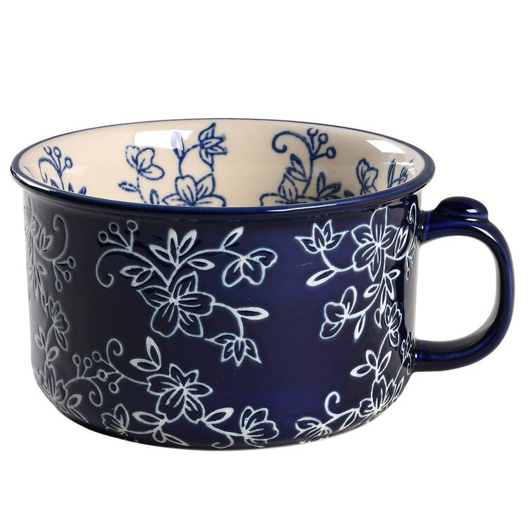 Floral Lace-Blue 25 Oz Soup Mug