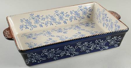 Floral Lace-Blue 15" Rectangular Baker by Temp-Tations