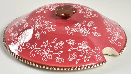 Floral Lace Cranberry Lid for Tureen