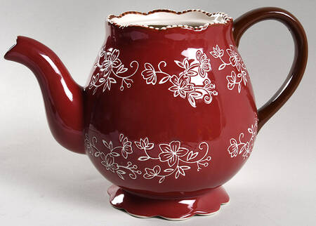 Floral Lace Cranberry Teapot No Lid