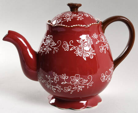 Floral Lace Cranberry Teapot & Lid